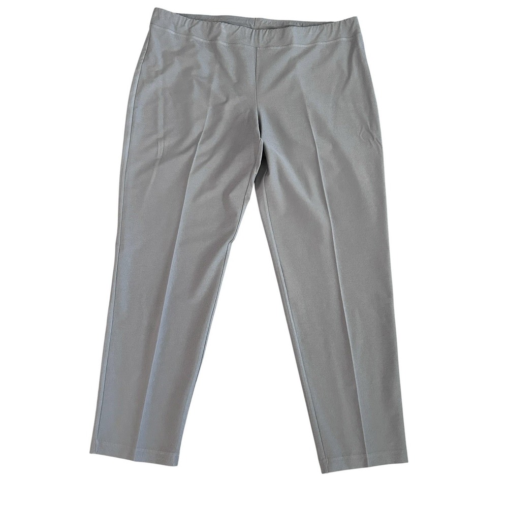 Eileen Fisher Washable Stretch Crepe Pintuck Ankle Pant Gray Plus Size 1X Career